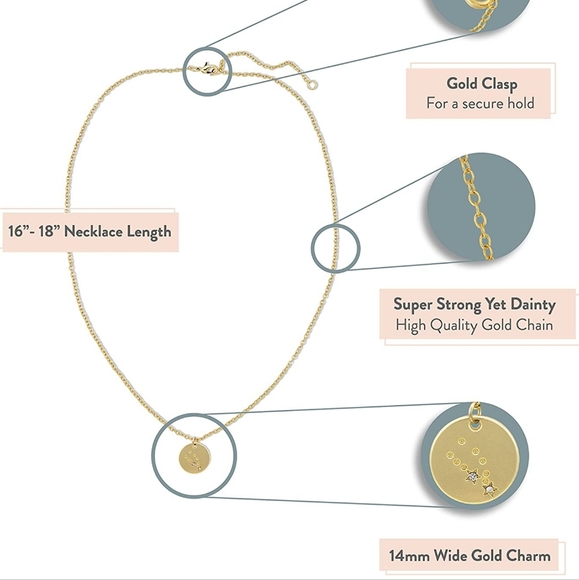 Lucky Feather Zodiac Necklace - 14K Gold-Dipped Constellation Pendant Necklace - Picture 3 of 5